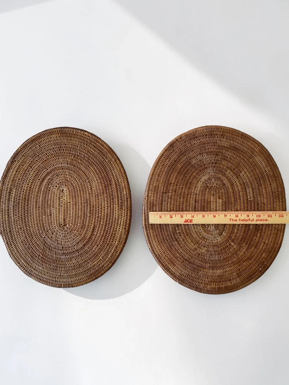 Balinese Handmade Woven Rattan Thick Oval Placemats Antique Brown 4-Set